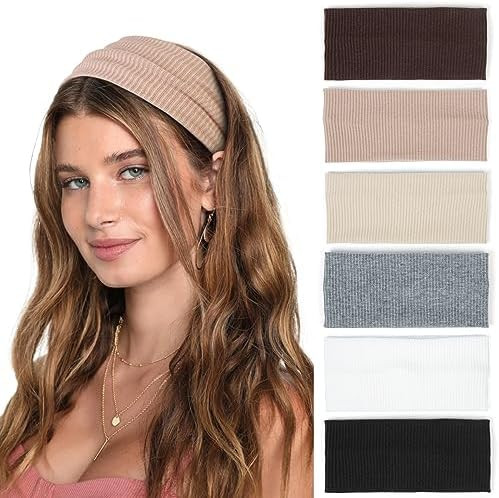 Headbands for Women Wide Non Slip Boho Head Bands Soft Elastic Thick Hairbands Fashion Workout Yo... | Amazon (US)