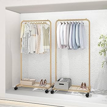 Simple Trending Standard Clothes Garment Rack, Clothing Rolling Rack with Mesh Storage Shelf on W... | Amazon (US)