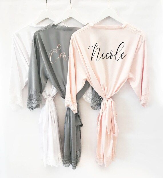 Bridesmaid Robes Personalized Bridesmaid Robes with Names - Satin Lace Bridal Robes Bridal Party ... | Etsy (US)