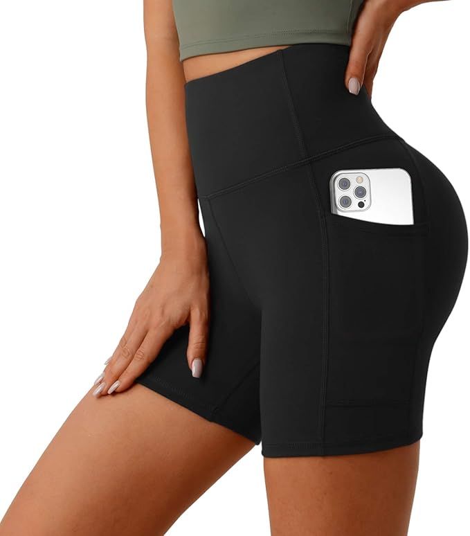 Letsfit Biker Shorts for Women, 5" High Waisted Workout Shorts with Pockets, Yoga Shorts for Gym ... | Amazon (US)