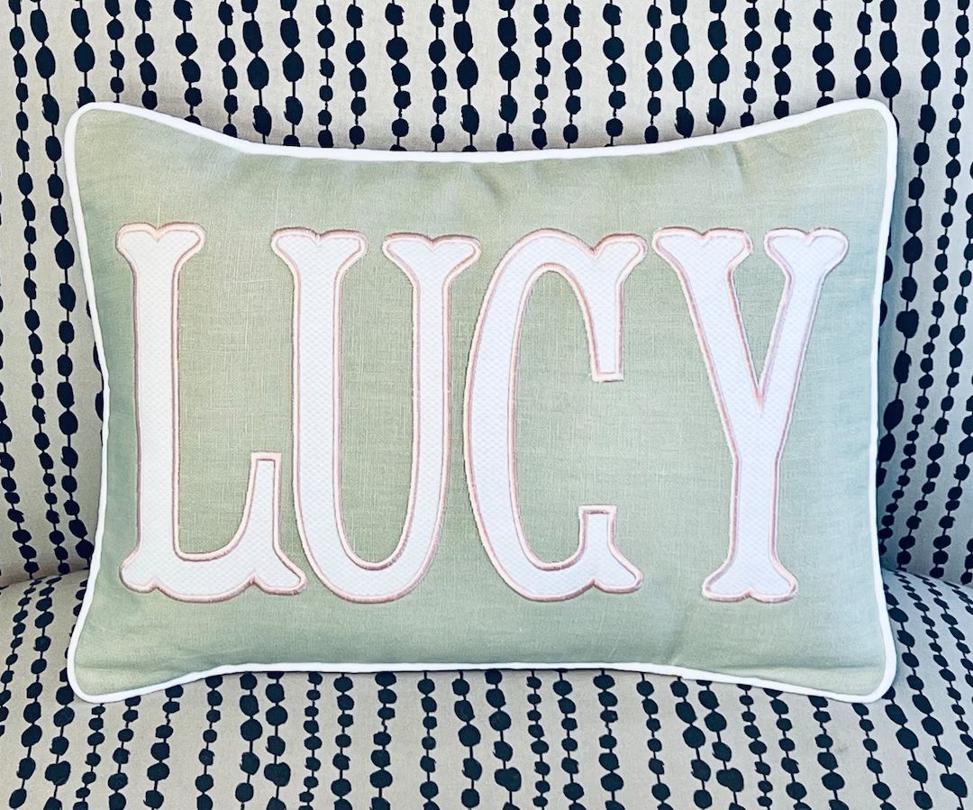 Applique Name Pillow INSERT INCLUDED, Personalized Gift Ideas, Indie Room Decor, Seafoam Long Lum... | Etsy (US)