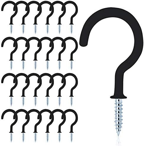 MJIYA 24 PCS Vinyl Coated Ceiling Hooks Question Mark Shape Hook Heavy Duty Screw Cup Hook for Ba... | Amazon (US)