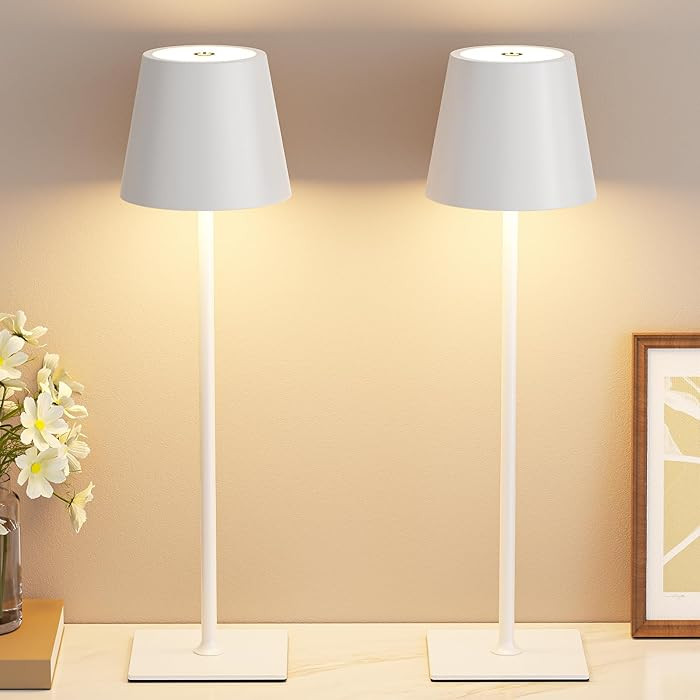 Kakanuo White Gold Cordless Rechargeable Table Lamp 5000mAh Battery Operated Lamps, 3 Colors Step... | Amazon (US)