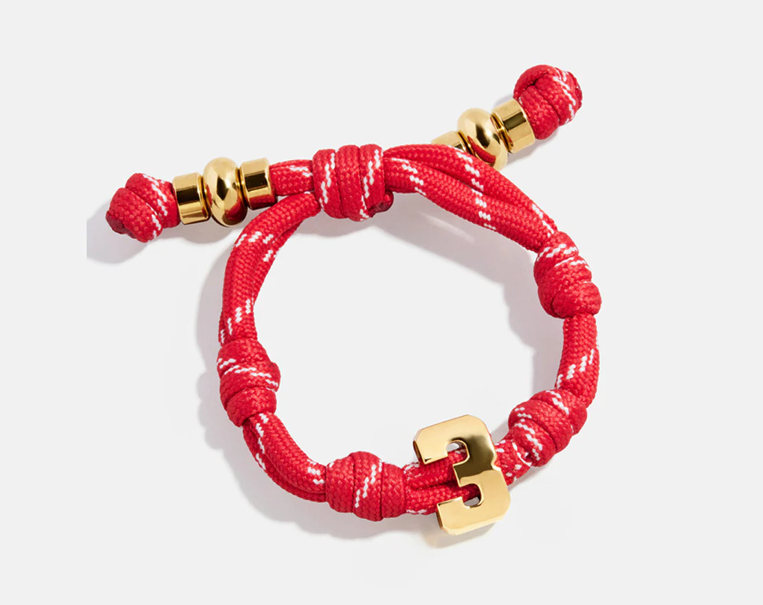 Knotty Varsity Number Custom Bracelet - Cherry Red Single Digit | BaubleBar
