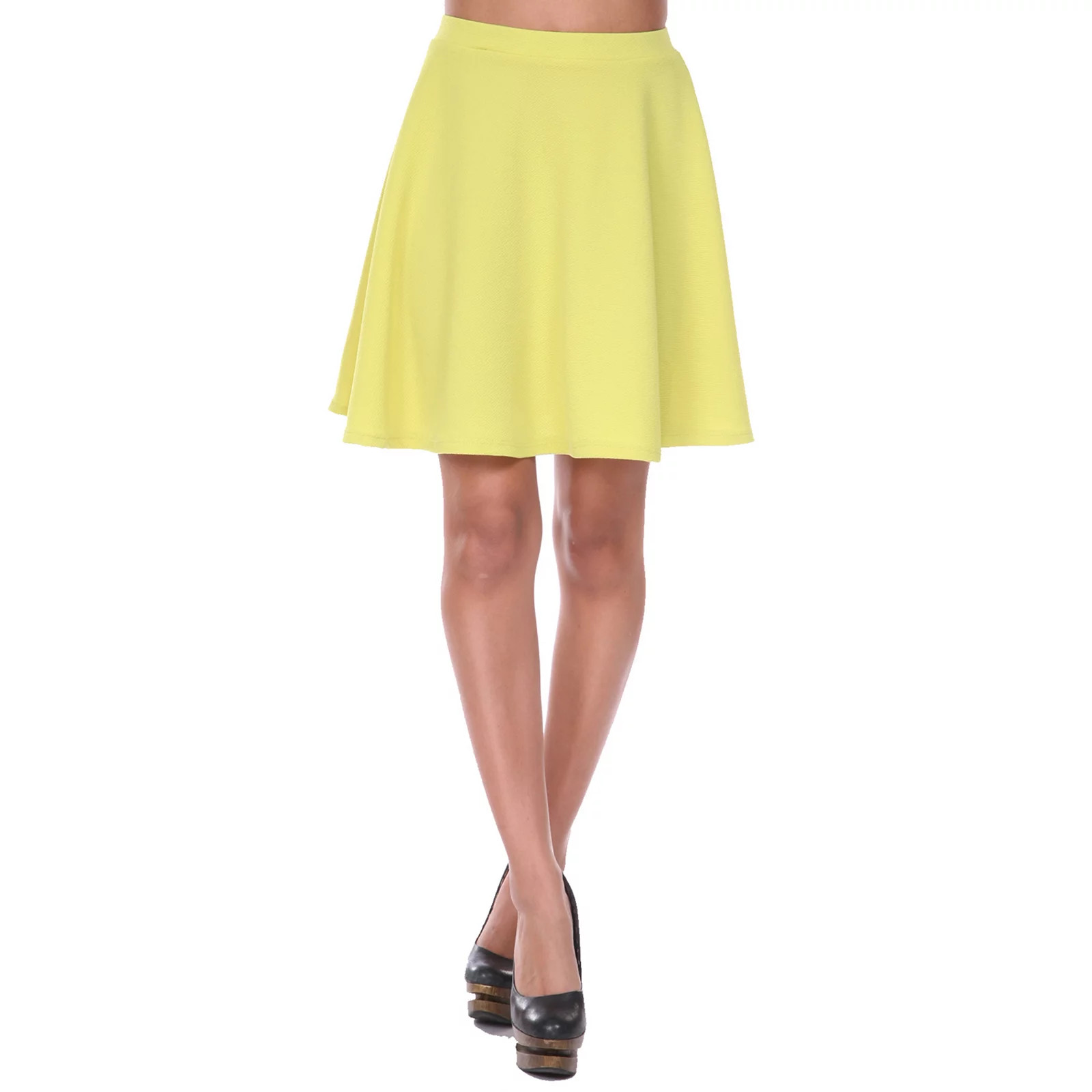 Women's White Mark Plain Heidi Flare Skirt, Size: Large, Yellow | Kohl's