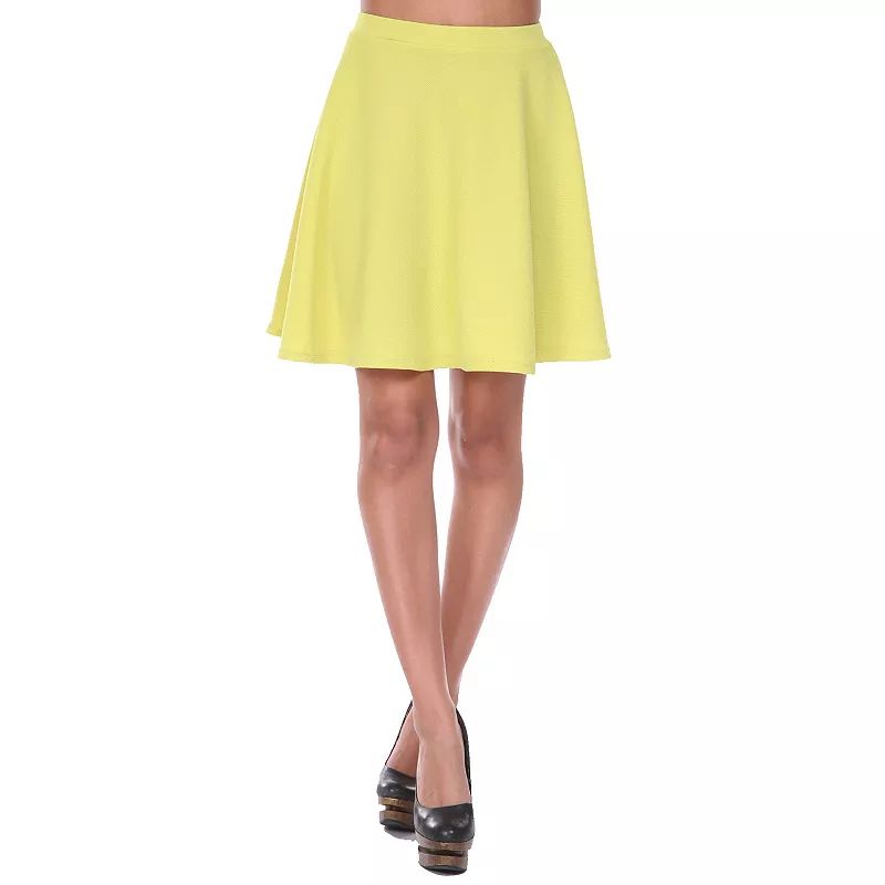 Women's White Mark Plain Heidi Flare Skirt, Size: Large, Yellow | Kohl's