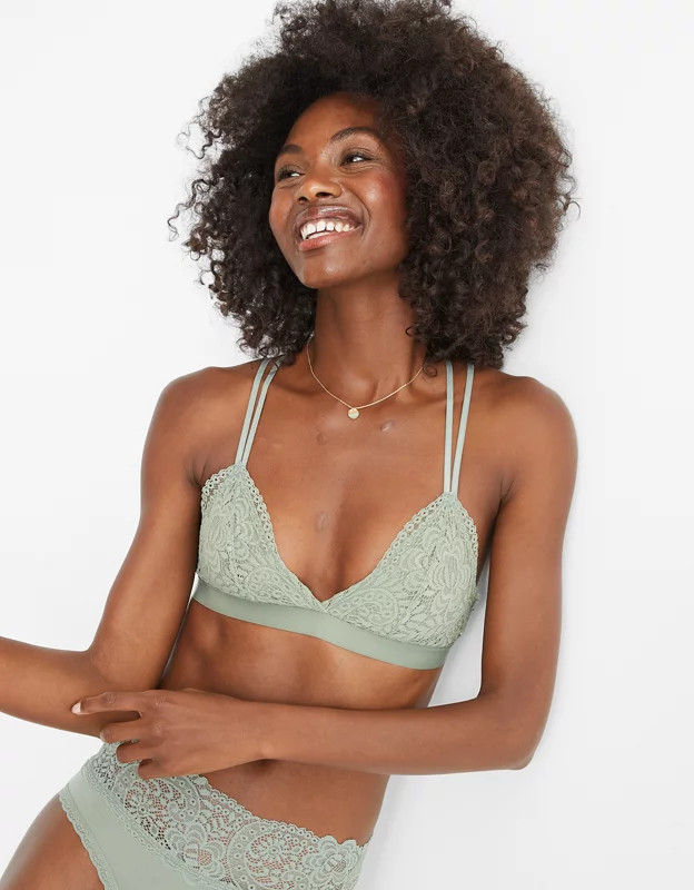 Aerie Far Out Lace Strappy Triangle Bralette | American Eagle Outfitters (US & CA)