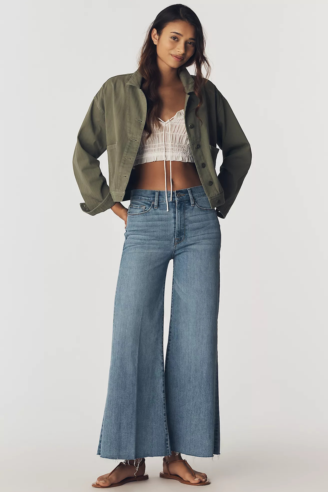 FRAME Le Palazzo High-Rise Crop Wide-Leg Jeans | Anthropologie (US)