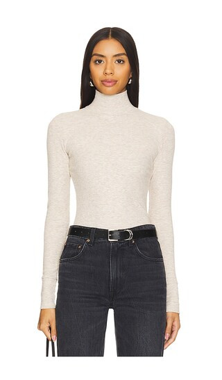 Luxe Rib Turtle Neck Top in Heather Oatmeal | Revolve Clothing (Global)
