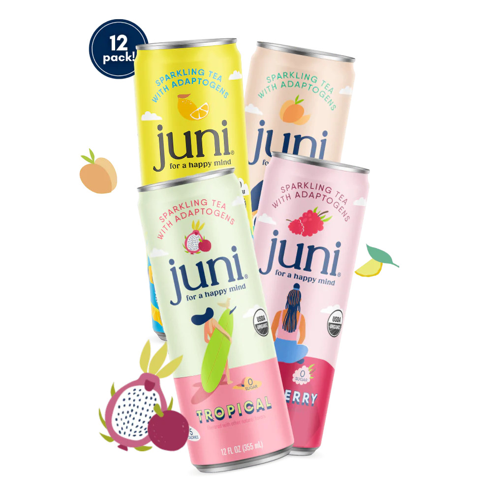 Juni Sparkling Adaptogen Drinks | Variety Pack | 12-Pack | Drink Juni