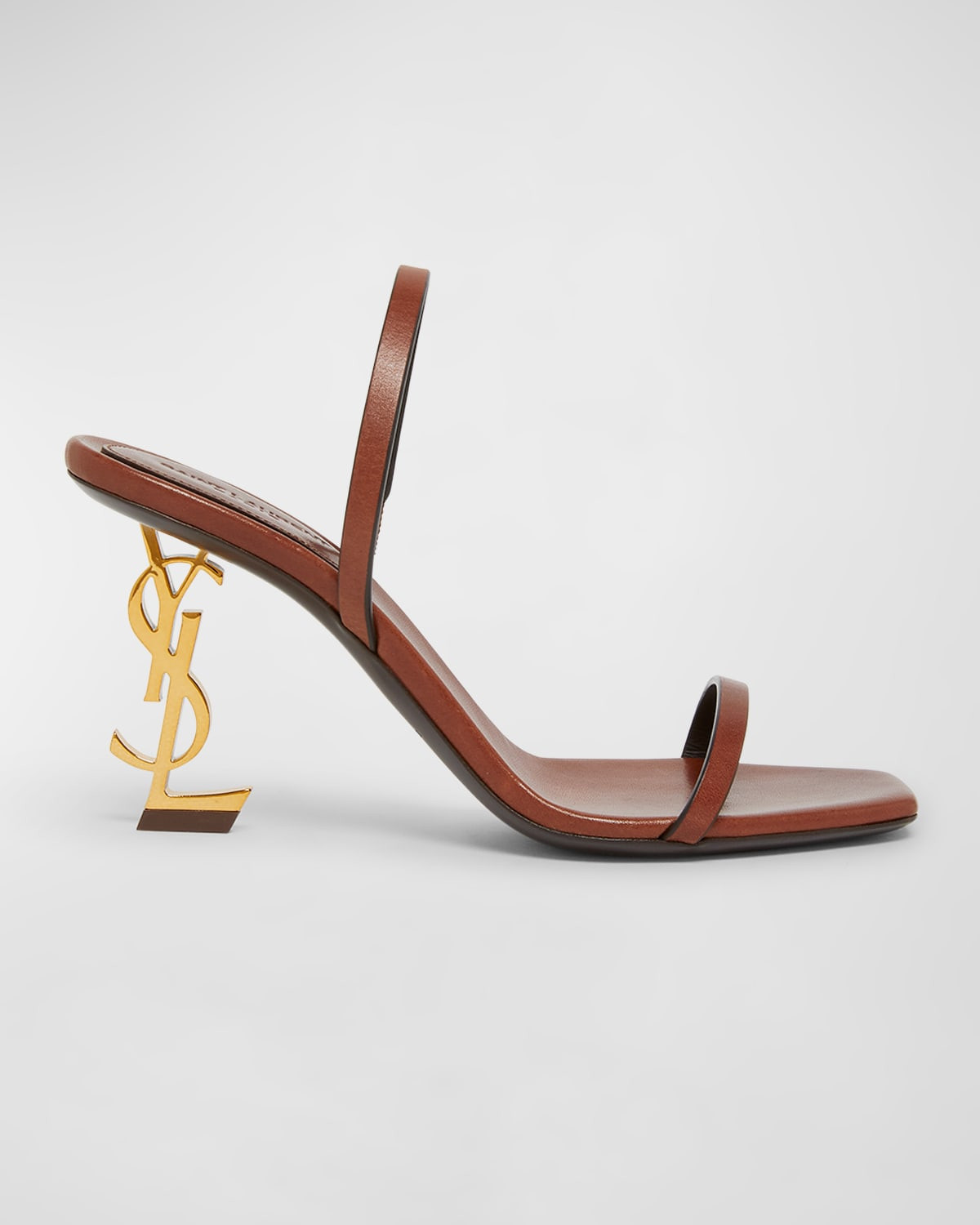 Opyum Leather YSL-Heel Slide Sandals | Neiman Marcus