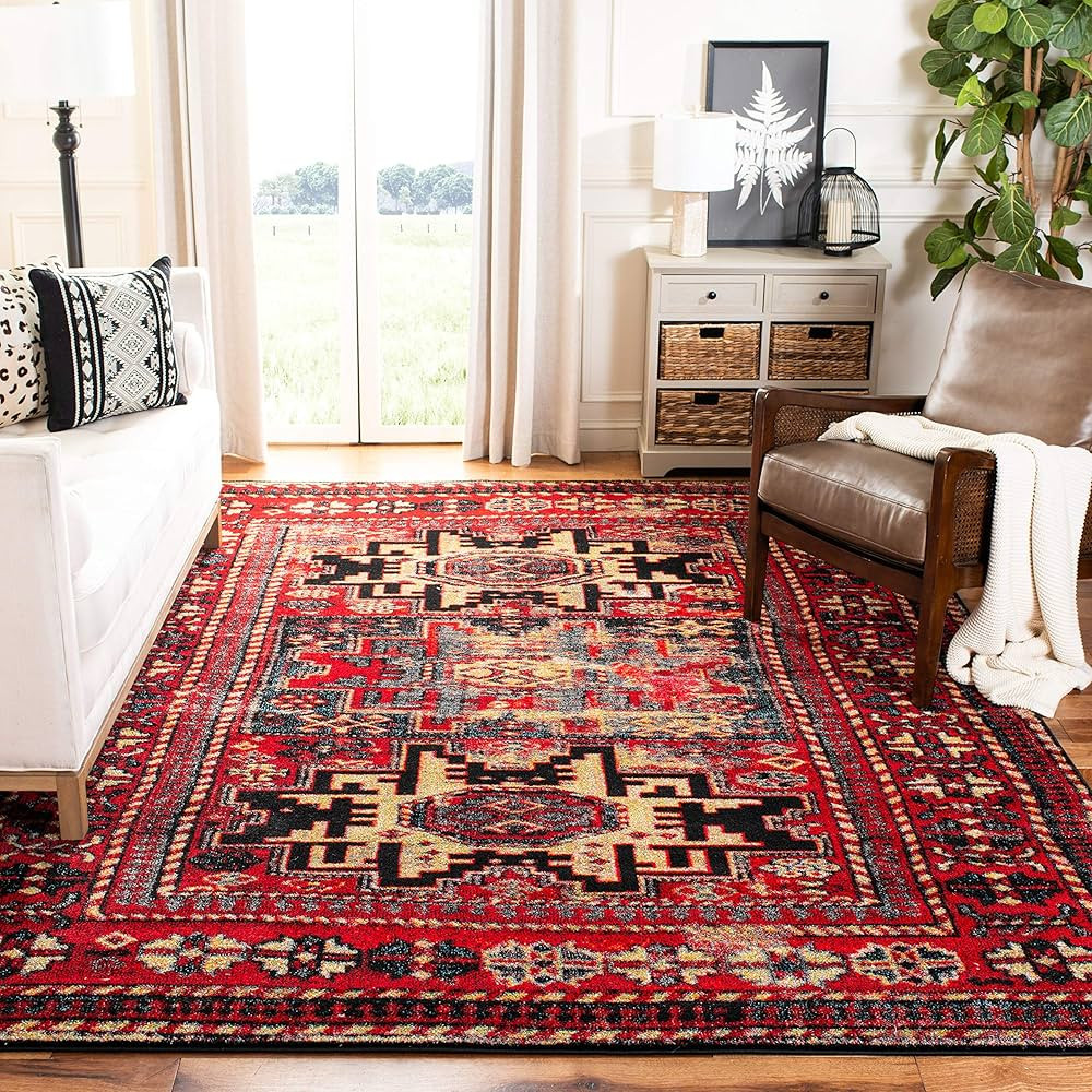 SAFAVIEH Vintage Hamadan Collection Area Rug - 9' x 12', Red & Multi, Oriental Traditional Persia... | Amazon (US)