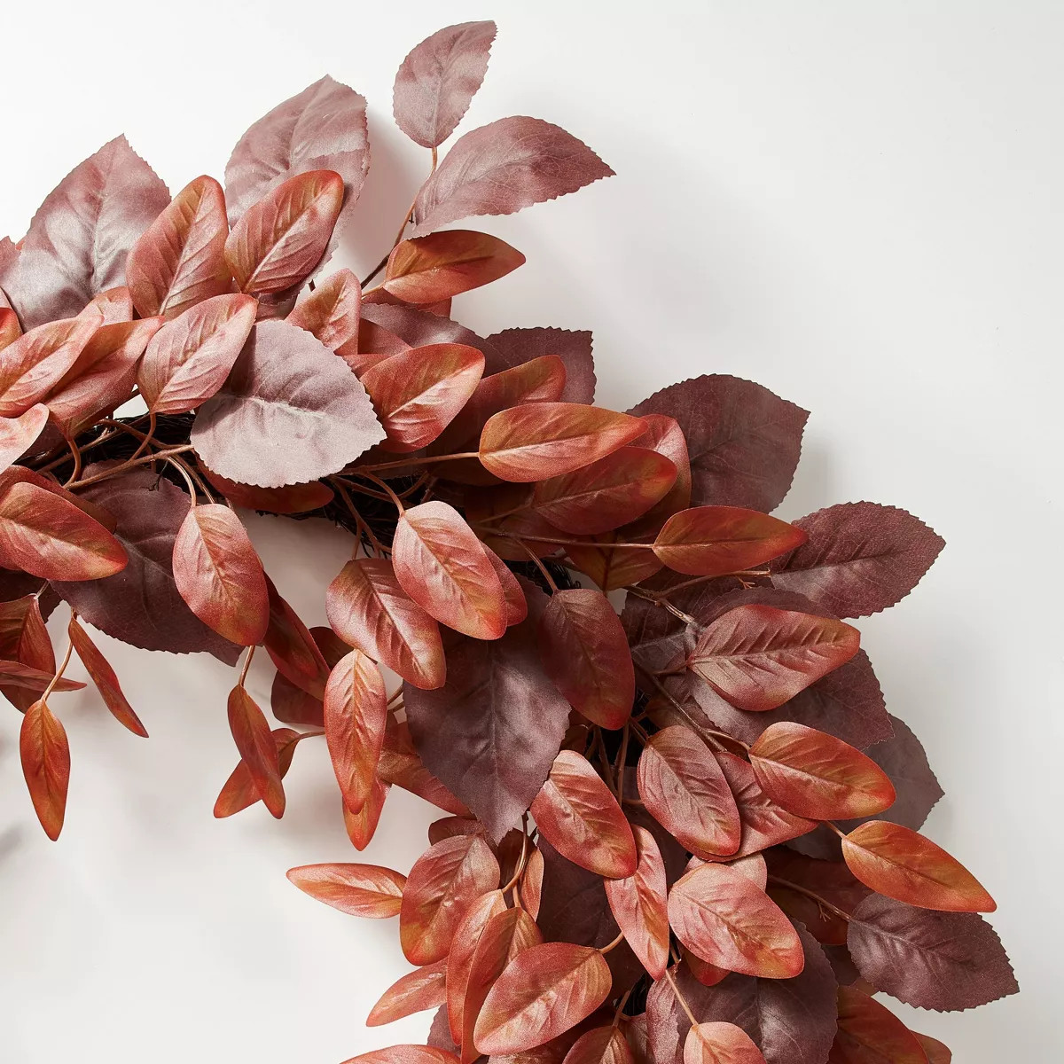 Mixed Leaf Wreath Burgundy - Threshold™ designed with Studio McGee | Target