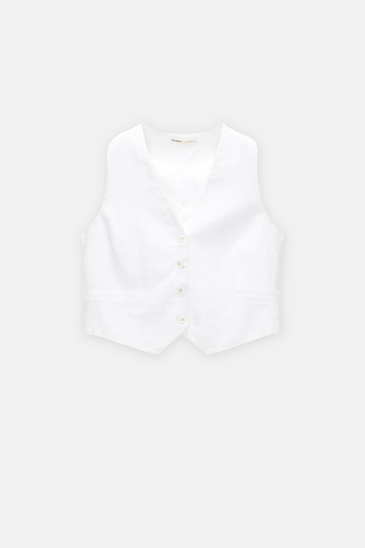 Basic linen-blend waistcoat | PULL and BEAR UK