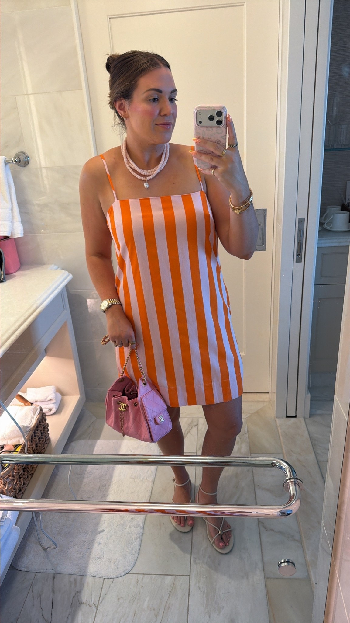 curvy midsize summer beach vacation look! wearing size large in pink and orange striped dress. on major under $50.

#LTKSeasonal #LTKMidsize #LTKSaleAlert