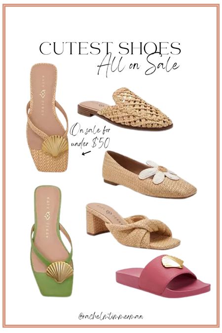 How CUTE are these shoes?! They’re all on sale. Absolutely love the seashell details ☺️ 

Katy Perry. LTK sale alert. Raffia sandals. 