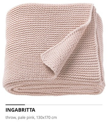 Ikea Ingabritta Knitted Throw Blanket 703.740.67 PALE PINK 51" x 67" | eBay US