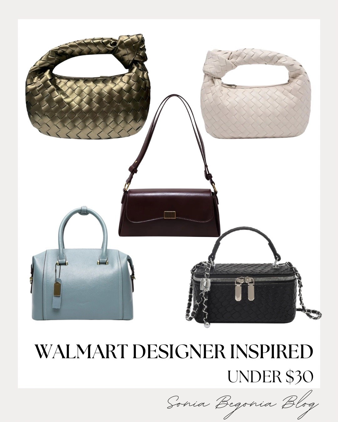 If you're looking for designer-inspired handbags for a fraction of the cost, check out these Walmart finds! All of these gorgeous woven and structured bags are under $30. ✨

These affordable Walmart bags let you try the latest handbag trends without breaking the bank. Which one is your favorite - the bronze, cream, brown, blue, or black?

#LTKunder50 #LTKsale #LTKhandbags #walmartfinds #walmartfashion #designerdupes #handbaglover #wovenbags #trendyfashion #affordablestyle

#LTKootd