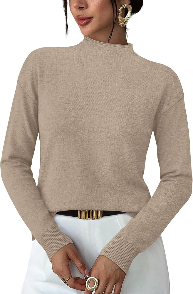 WIHOLL Womens Sweaters Mock Neck Long Sleeve Tops Fall Outfits Fashion 2026 | Amazon (US)