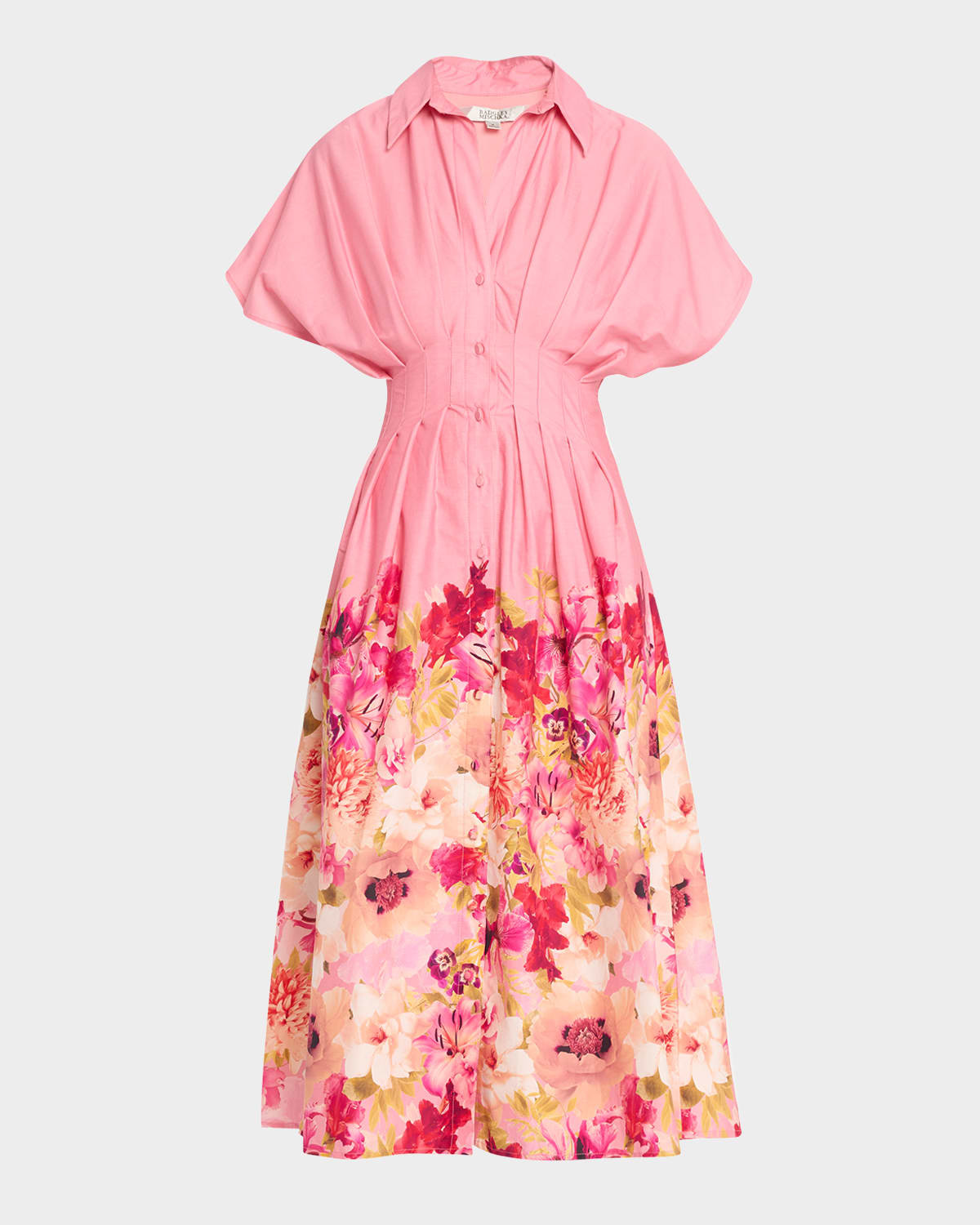 Pleated Floral-Print Midi Shirtdress | Neiman Marcus