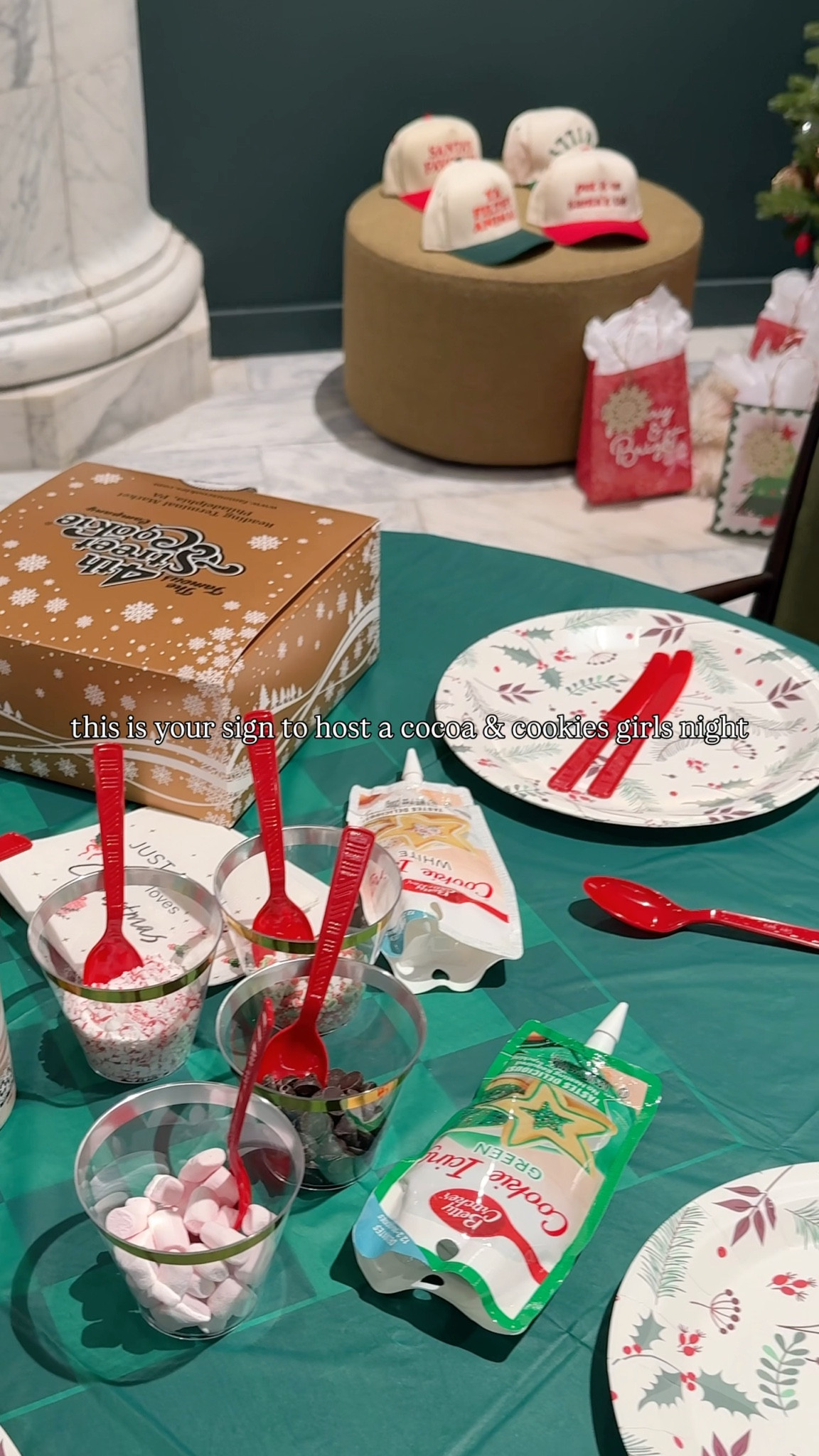 Comment “COOKIES” if you want to recreate this exact night — the cozy crockpot cocoa recipe, cookie icing set up, hosting supplies, and where to order the cookies sent straight to your DMs 🍪☕️

This is your sign to host a cocoa & cookies girls night — the kind where the fireplace is on, the tables are set, the cookies are stacked, and nobody is checking the time. We had the dream lineup thanks to @thefamous4thstreetcookies donating truly best chocolate chip and sugar cookies and @toptomatobar showing up with slices because balance is important and no one should be trusted to socialize on sugar alone.

And yes, before you ask — I did make Zach drag our fully decorated Christmas tree (lights, ornaments, vibes intact) down to our building’s basement like some type of Hallmark movie chaos! Would I do it again? Absolutely. Worth it. 🤎✨

✨ Comment “COOKIES” or “ SHOP” for the links + recipe.
✨ Follow @rachel.corridean for more cozy hosting ideas, Philly moments, and main character nights.
.
.
.
@thefamous4thstreetcookies @toptomatobar @funkyjunque 

I’m Rachel Corridean — Philly-based content creator sharing cozy hosting ideas, lifestyle moments, and proof that the little nights are usually the best ones 🤍

cocoa and cookies party, girls night ideas, holiday hosting, christmas girls night, famous fourth street cookies, philadelphia bakery cookies, cookie decorating party, crockpot hot cocoa recipe, cozy winter hosting, friends night in, holiday entertaining ideas

#LTKdayinmylife #LTKHoliday #LTKHome