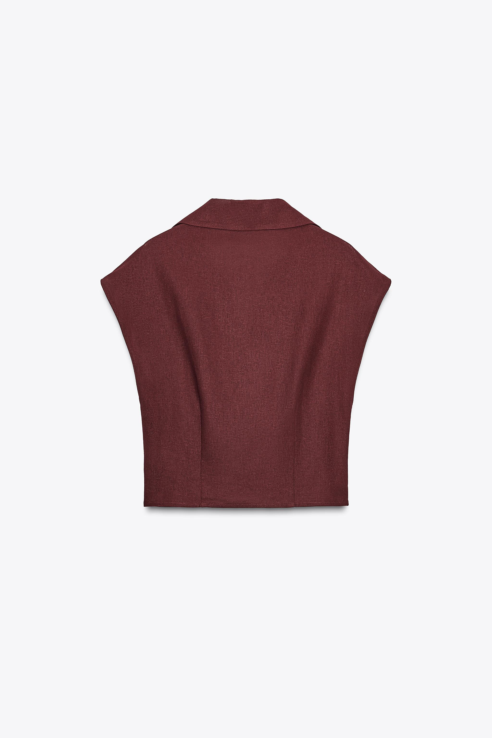 CROSSOVER LINEN BLEND TOP | Zara UK