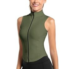 FEOYA Women Sleeveless Athletic Tank Top Shirts Full Zip Up Tshirt for Yoga Running Fitness Exerc... | Amazon (US)