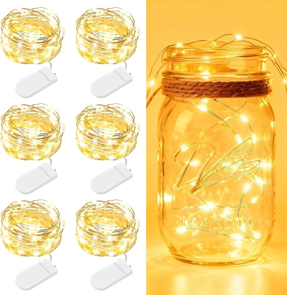 6 Pack Fairy Lights Battery Operated - 7ft 20 LED Twinkle Lights Copper Wire Mini String Lights F... | Amazon (US)