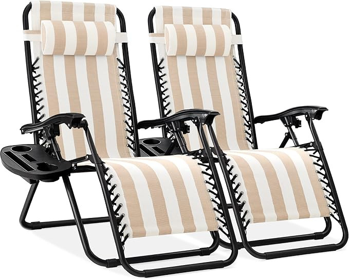 Best Choice Products Set of 2 Adjustable Steel Mesh Zero Gravity Lounge Chair Recliners w/Pillows... | Amazon (US)