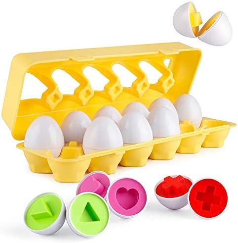 Coogam Matching Eggs 12 pcs Set Color & Shape Recoginition Sorter Puzzle for Easter Travel Bingo Gam | Amazon (US)