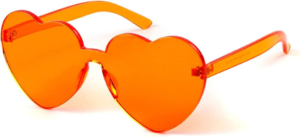 ADEWU Heart Shaped Rimless sunglasses Women, Cute Transparent Candy Color Heart Glasses Festival ... | Amazon (US)