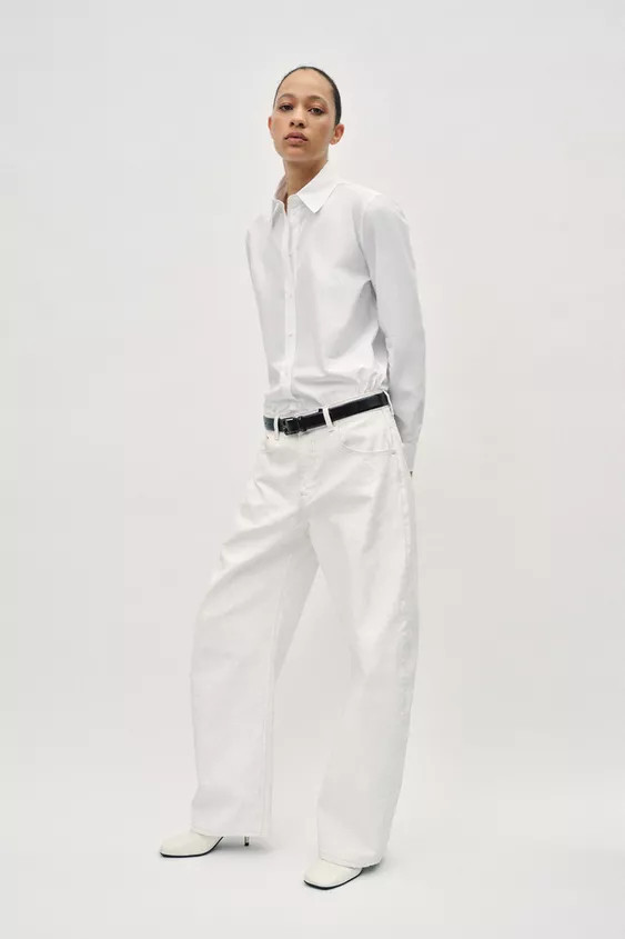 ZW COLLECTION TAPERED MID-RISE WAXED CRACKED JEANS | Zara US