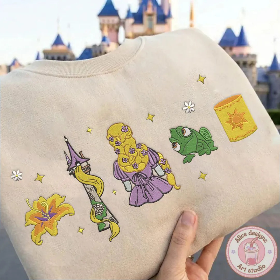 EMBROIDERED Rapunzel Princess Tshirt Sweatshirt Hoodie, Disney Tangled Pascal Magic Kingdom WDW D... | Etsy (US)