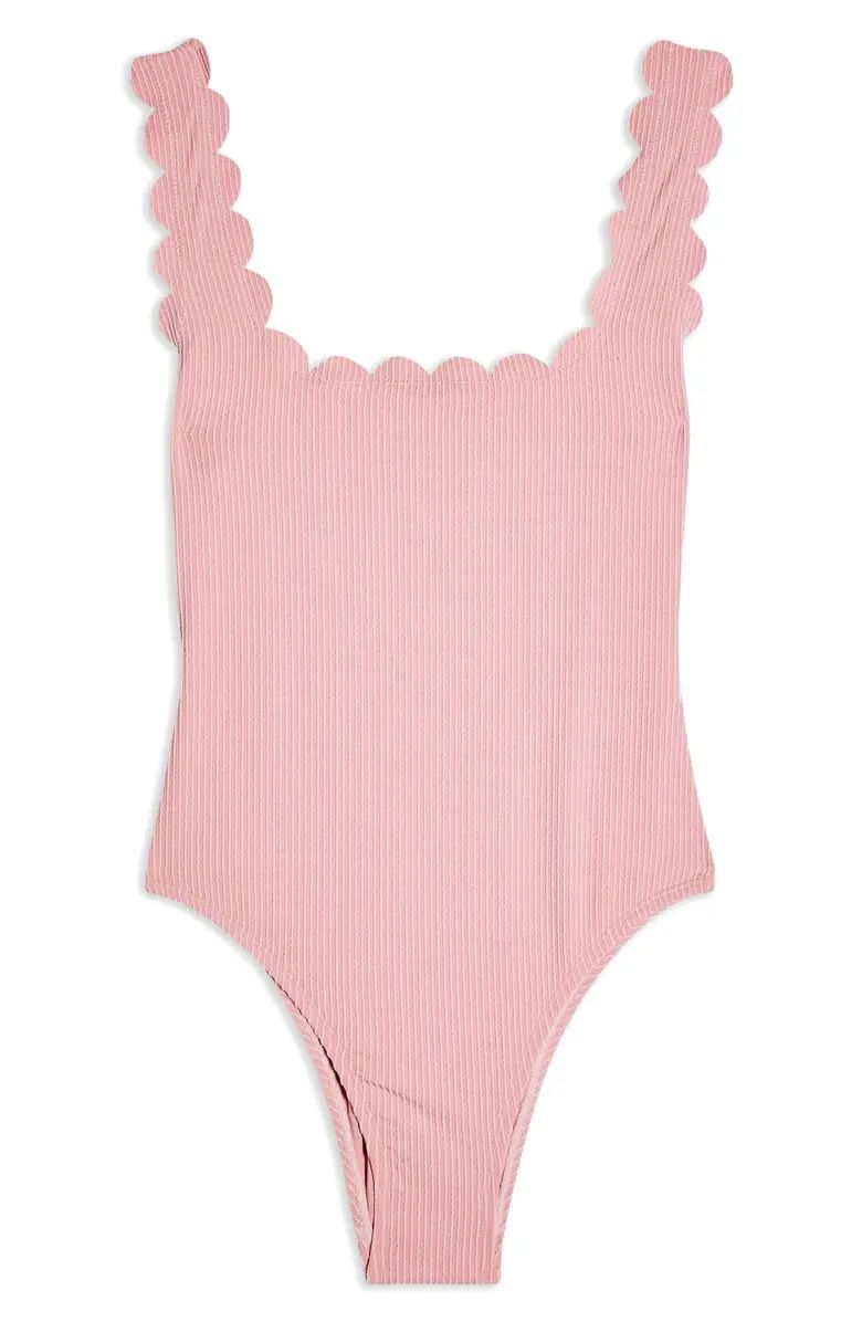 Scallop Wavy Ribbed One-Piece Swimsuit | Nordstrom