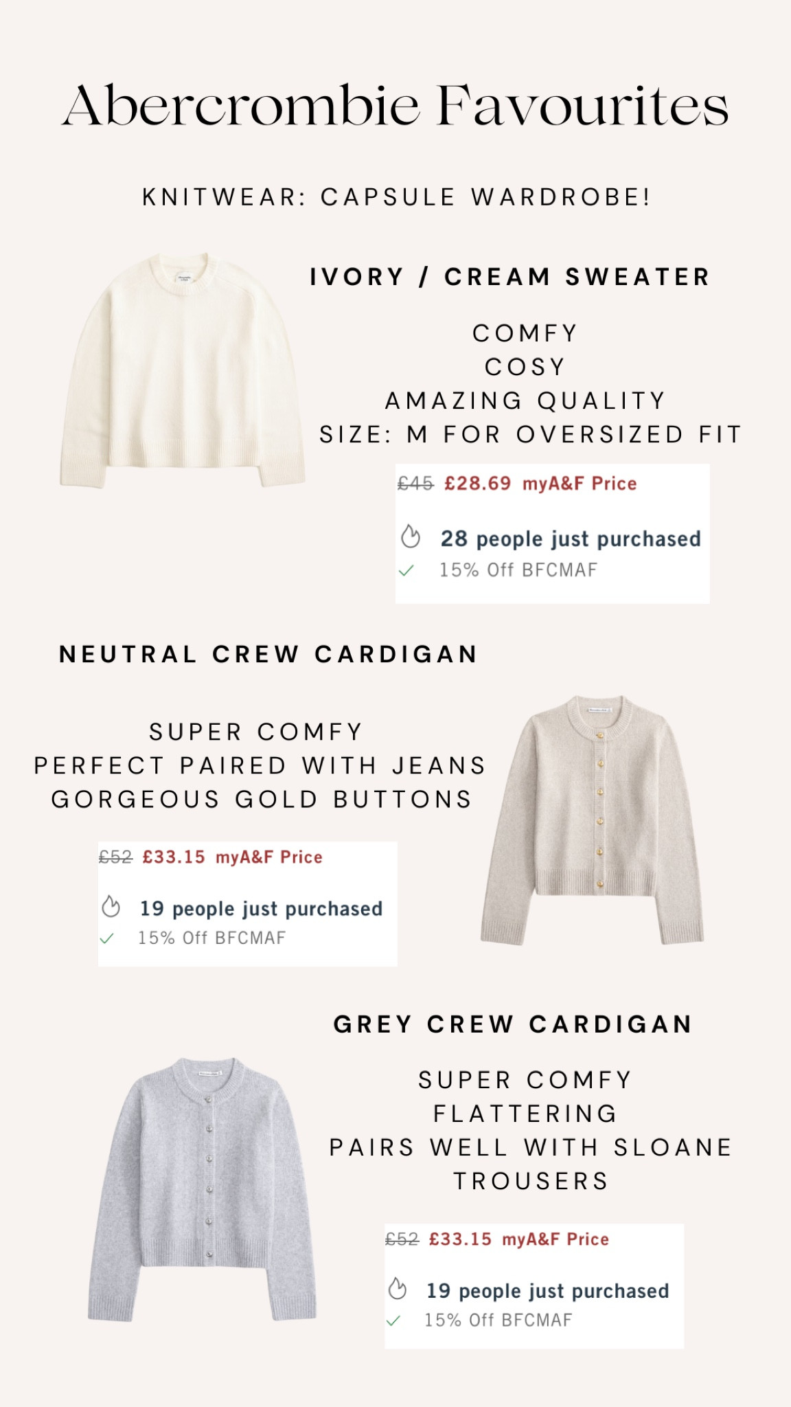 40% OFF! The ultimate capsule wardrobe knitwear from Abercrombie!

Jumper, cyber week, gift, Black Friday 

#LTKCyberWeek #LTKwinter #LTKuk