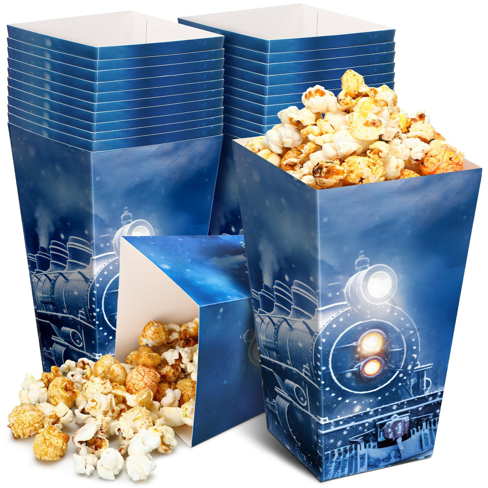Mimorou 25 Pcs 46 oz Large Christmas Train Party Popcorn Boxes Polar Birthday Party Decoration Di... | Amazon (US)