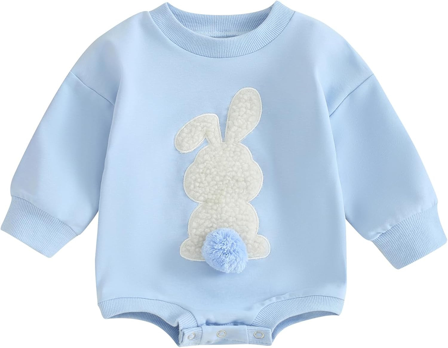 KtwHarnu Baby Boy Girl Easter Outfit Bunny Sweastshirt Romper Long Sleeve Bubble Romper with Pomp... | Amazon (US)