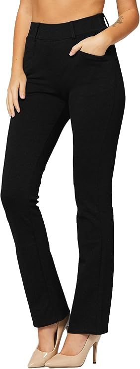 Conceited Women's Premium Stretch Bootcut Dress Pants with Pockets - Wear to Work - Ponte Treggin... | Amazon (US)