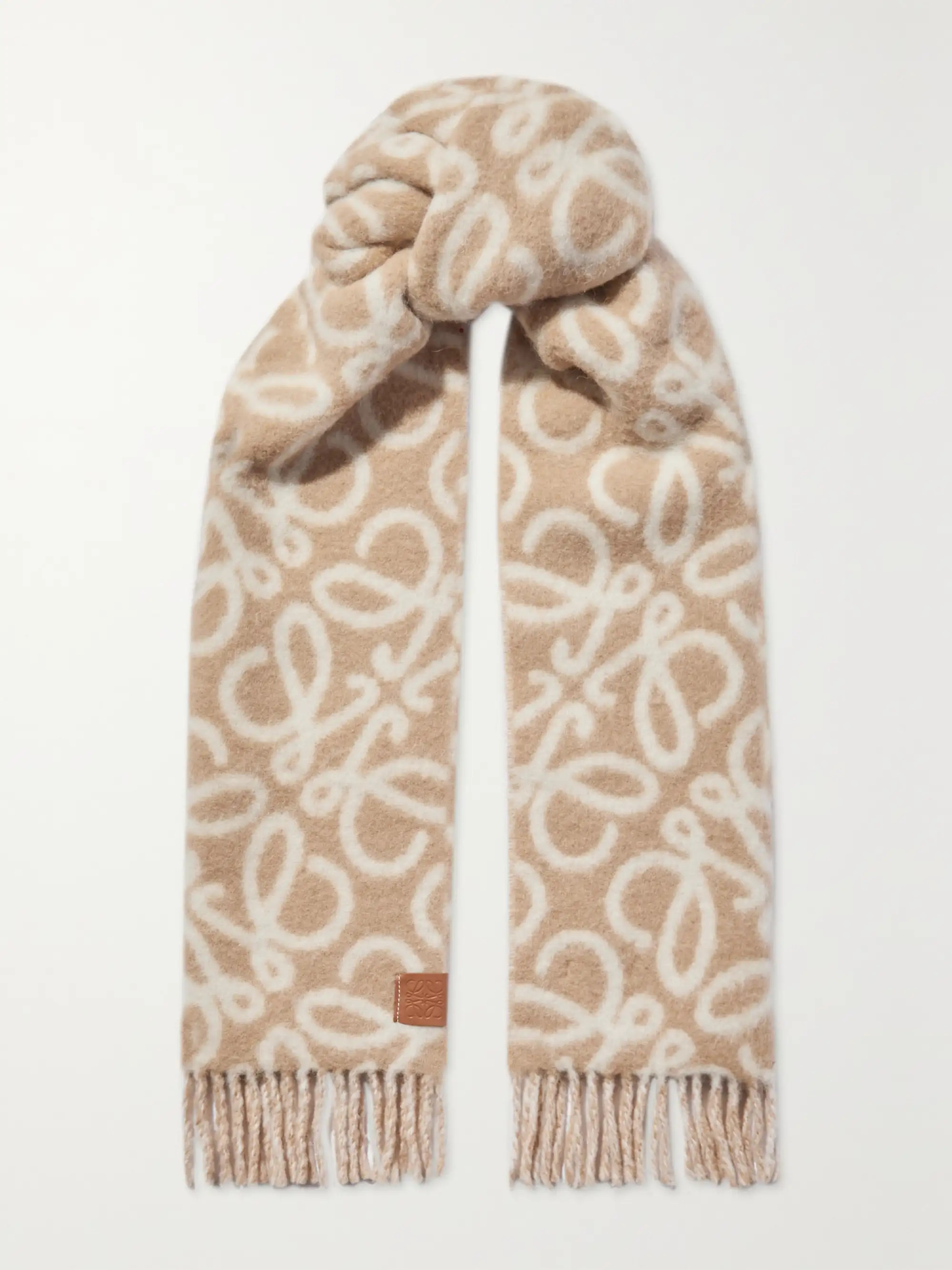 LOEWE Fringed jacquard-knit scarf | NET-A-PORTER | NET-A-PORTER (US)