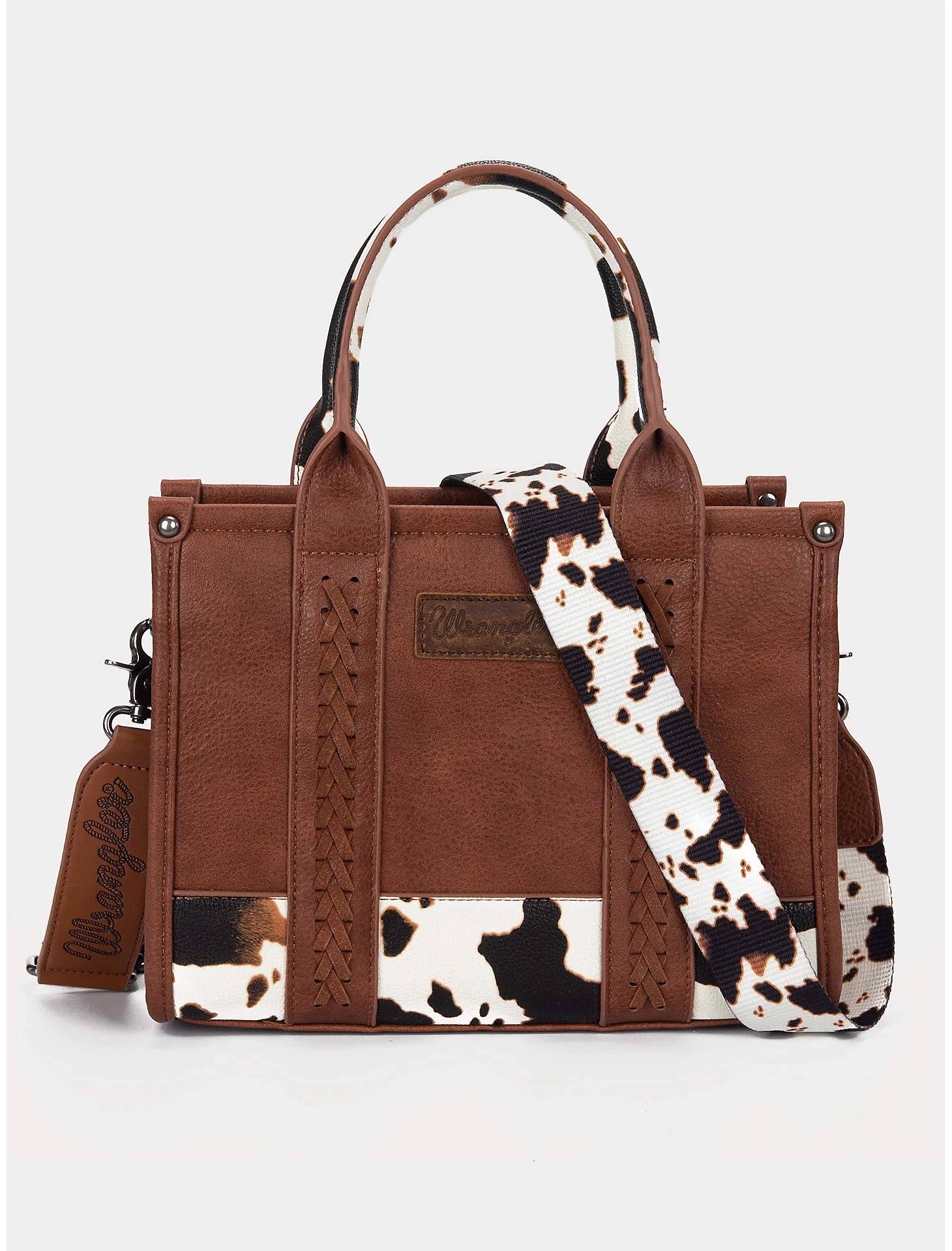 Cow Print Cross Body Mini Tote in Brown | Wrangler