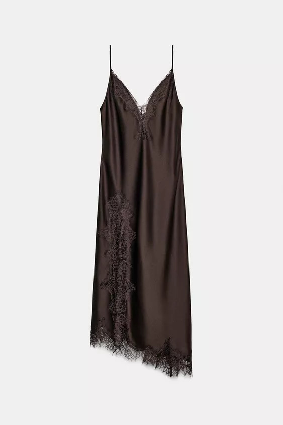SATINKLEID MIT SPITZE ZW COLLECTION | Zara DE