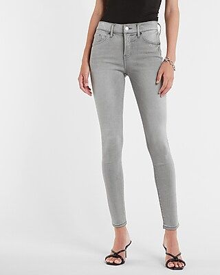 Mid Rise Ultra Hyper Stretch Gray Skinny Jeans | Express