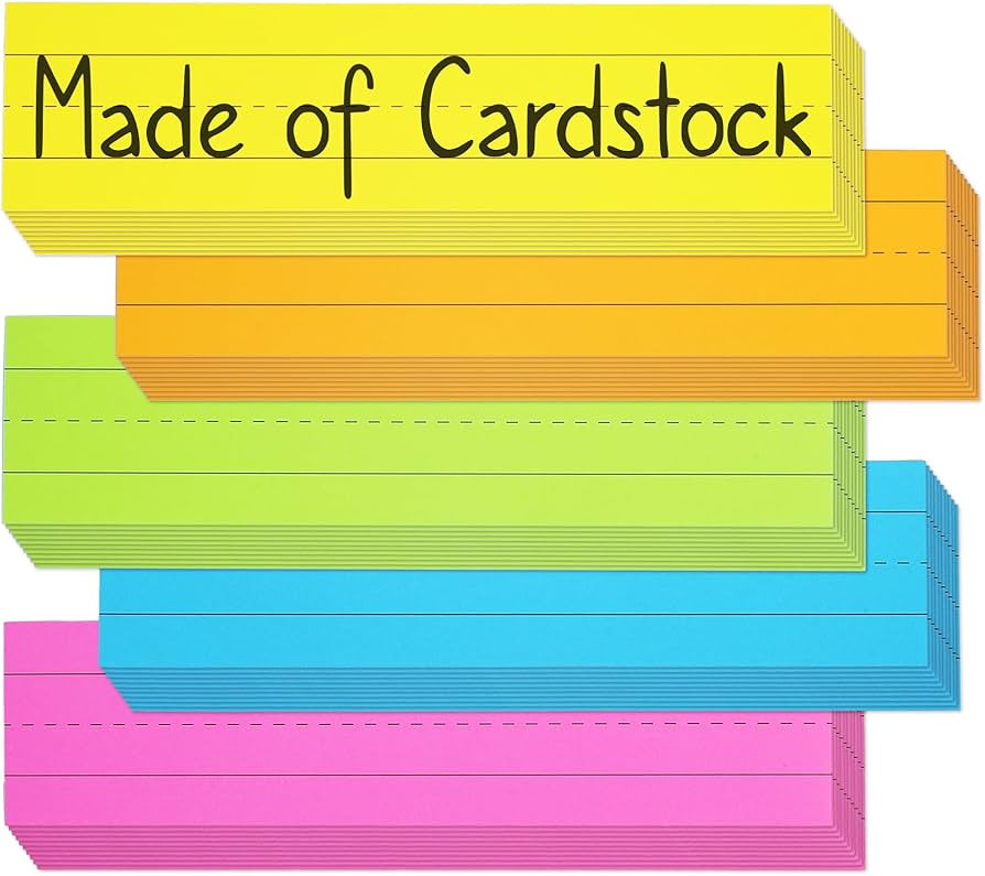 Chell Colored Sentence Strips Cardstock, Pack of 80, 3” x 12” Rainbow Color Word Learning Str... | Amazon (US)