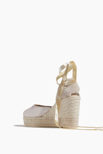 Laminated Wedge Espadrilles in Silver | Hampden Clothing