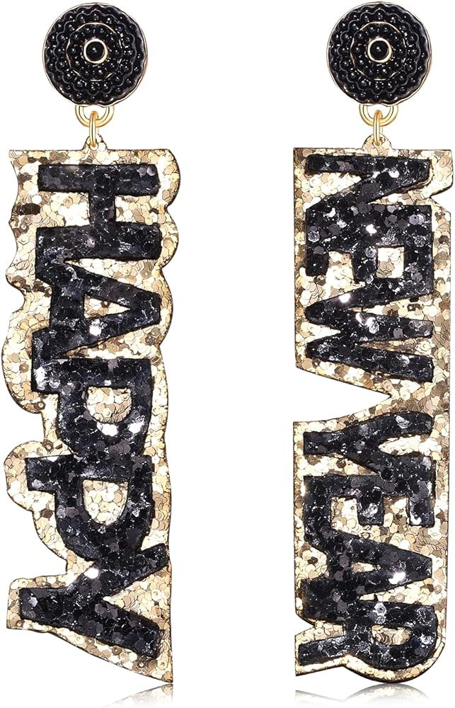 New Year Earrings for Women Sequins Happy New Year Letter Earrings Beaded Holiday Earrings New Ye... | Amazon (US)