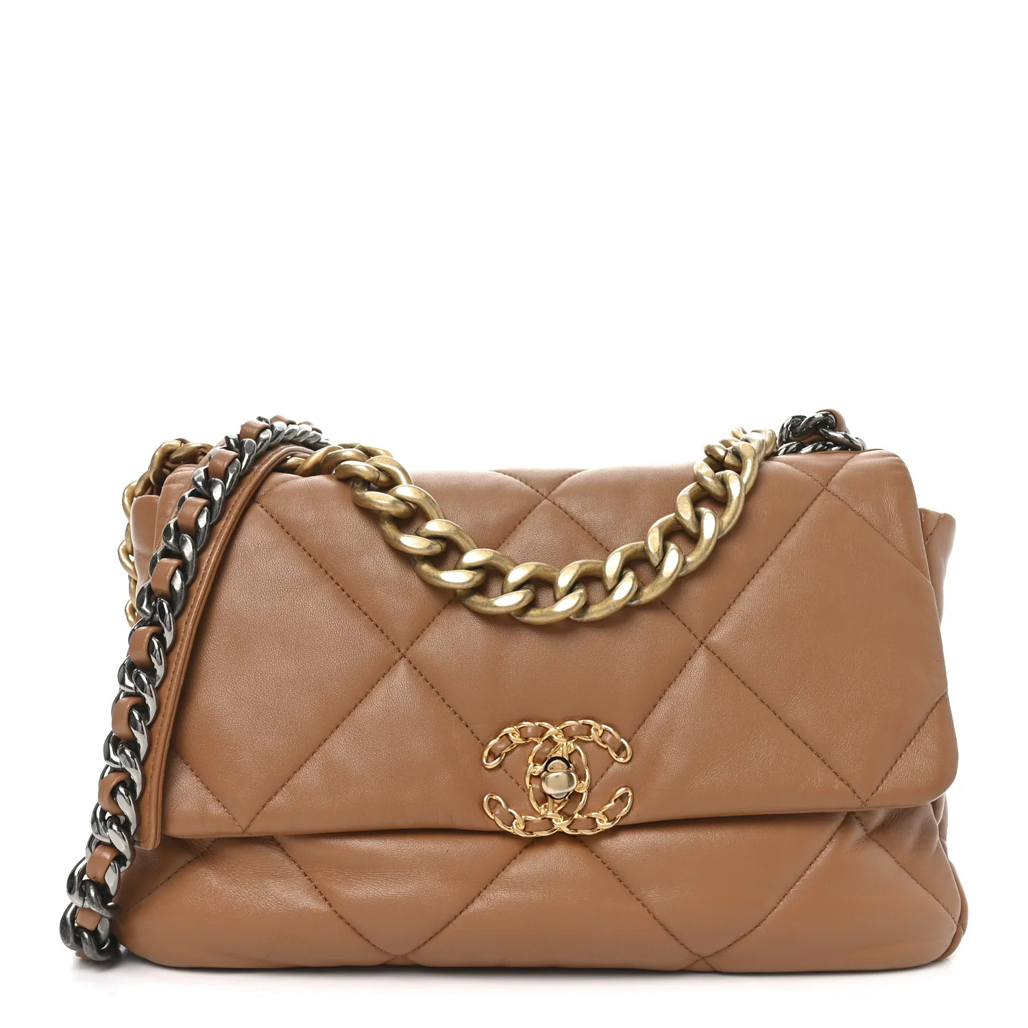 Chanel Lambskin Quilted Large Chanel 19 Flap Brown 1740999 | FASHIONPHILE (US)