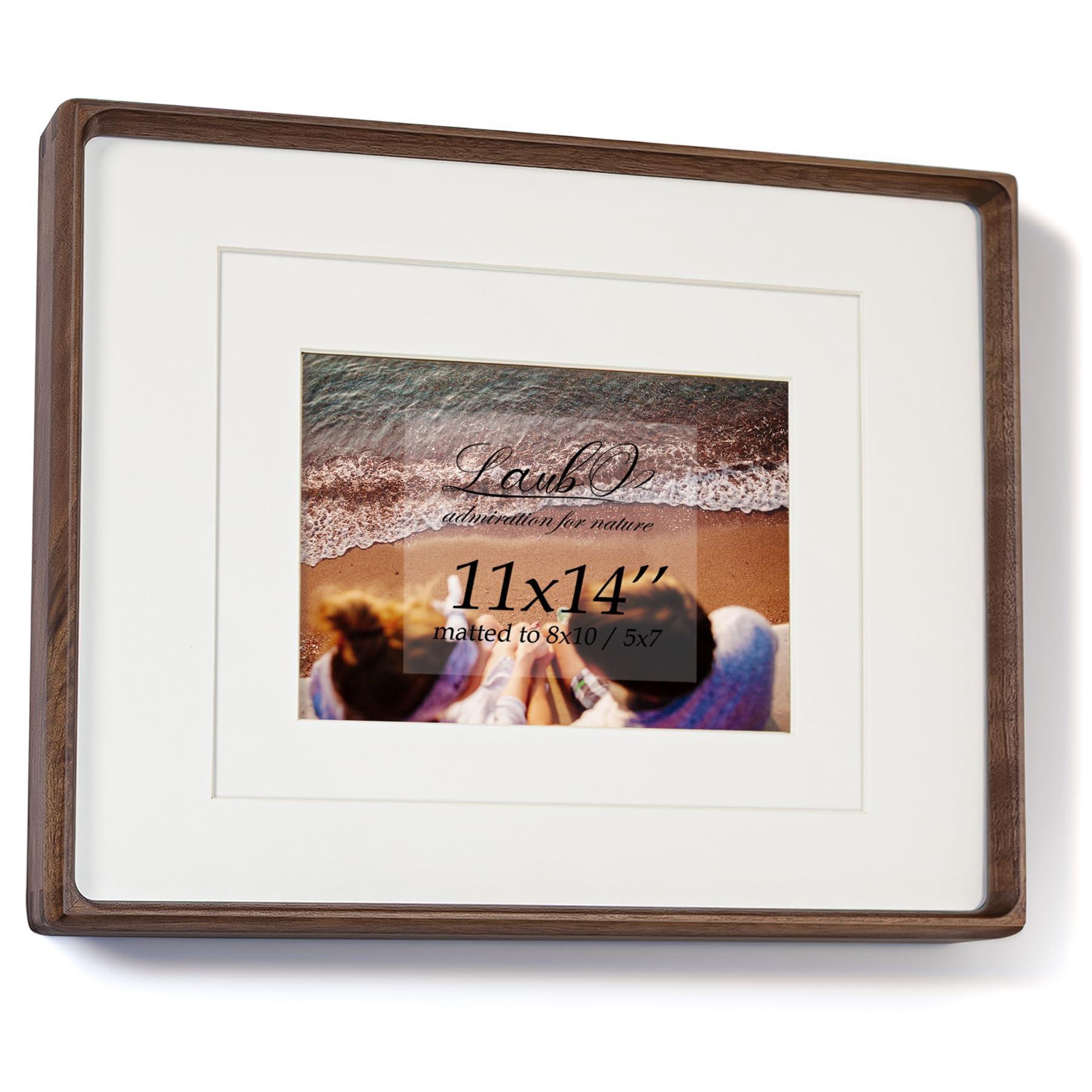 Real Black Walnut 11x14 Wooden Picture Frame with Sturdy Reinforced Wood Back - Matted to 8x10/5x... | Amazon (US)