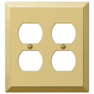 Metallic 2 Gang Duplex Outlet Steel Wall Plate - Polished Brass | The Home Depot