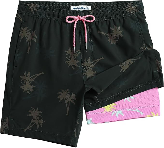 maamgic Mens Swim Trunks with Compression Liner 7 Inch Inseam Mens Bathing Suit Quick Dry Swimmin... | Amazon (US)