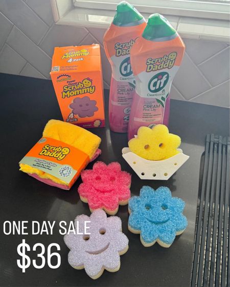 One day sale happening on this awesome 9 piece scrub mommy set! Comes with 4 scrub mommies, sink holder, 2 bottles of Cif cleaner, and 2 microfiber cleaning cloths
Use these promo codes to save extra:
WELCOME20 ($20 off $40) 1st time customers
SURPRISE30 ($30 off $60) 1st time customers
HELLO10 ($10 off) 2nd time customers 
#loveqvc

#LTKhome #LTKsalealert #LTKfindsunder50